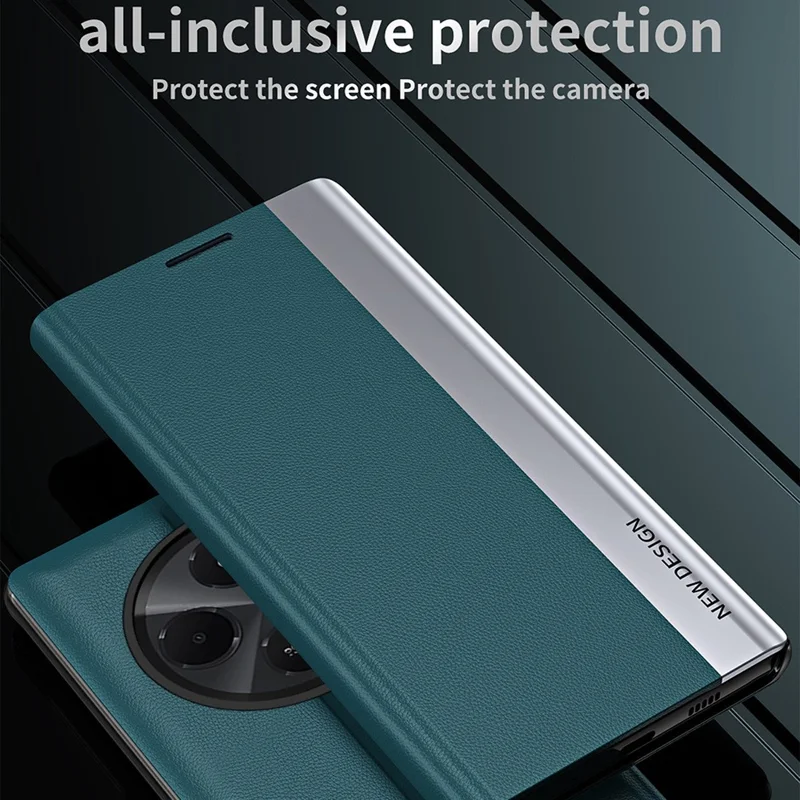 Hoesje voor Xiaomi Redmi 14C 4G / 14R 5G / Poco C75 4G Antivalt Leren Telefoonhoesje met Stand - Groen