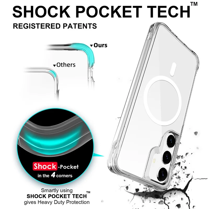 For Samsung Galaxy S25 Case Magnetic Case TPU+PC Clear Phone Cover