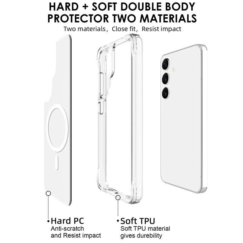 For Samsung Galaxy S25 Case Magnetic Case TPU+PC Clear Phone Cover