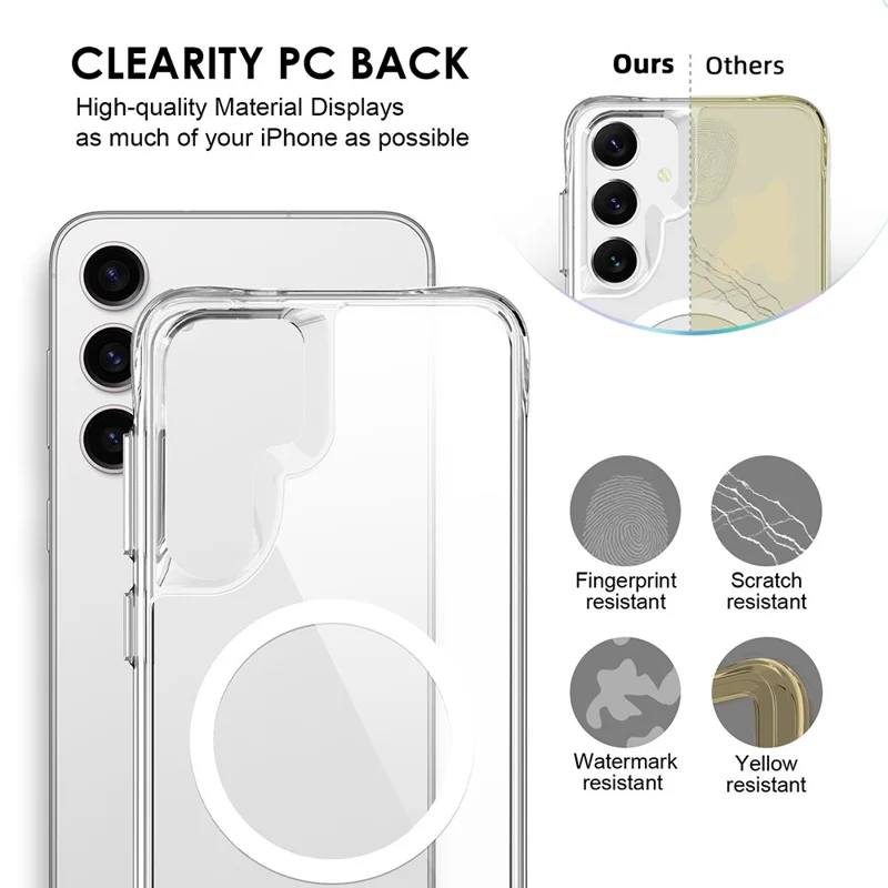 For Samsung Galaxy S25 Case Magnetic Case TPU+PC Clear Phone Cover