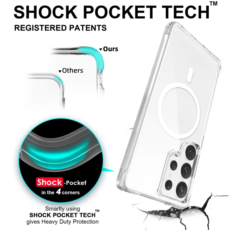 For Samsung Galaxy S25 Ultra Magnetic Case TPU+PC Clear Phone Cover