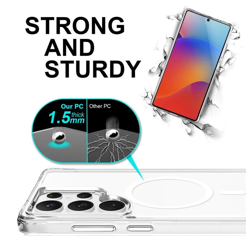 For Samsung Galaxy S25 Ultra Magnetic Case TPU+PC Clear Phone Cover