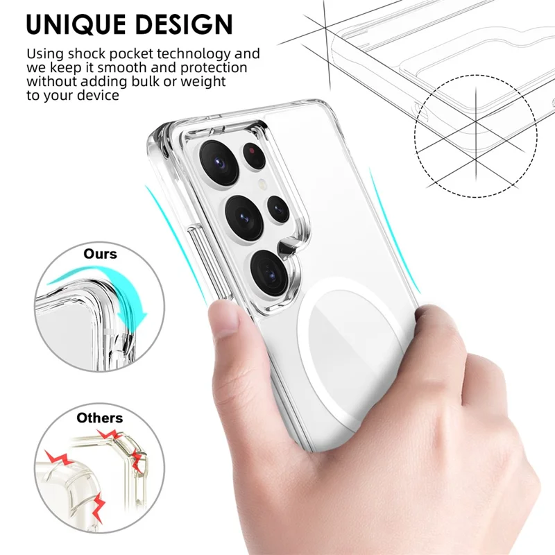 For Samsung Galaxy S25 Ultra Magnetic Case TPU+PC Clear Phone Cover