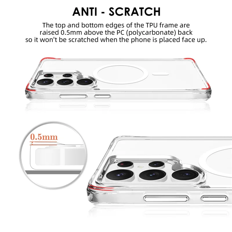 For Samsung Galaxy S25 Ultra Magnetic Case TPU+PC Clear Phone Cover
