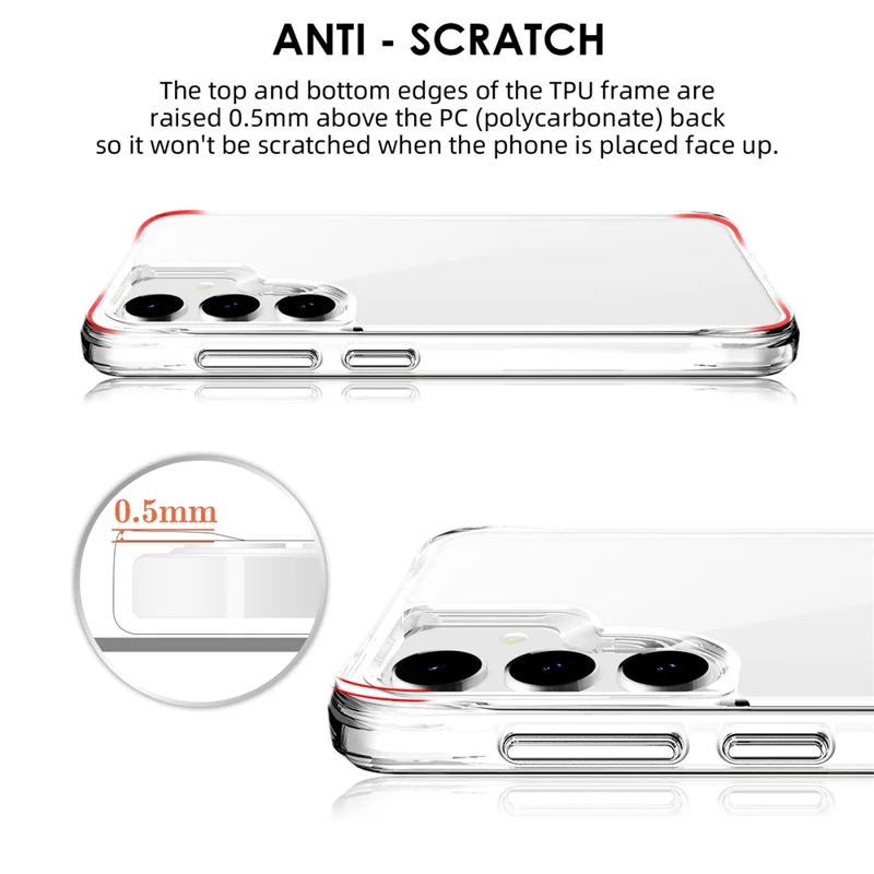 For Samsung Galaxy S25+ Case PC+TPU Dropproof Transparent Phone Cover