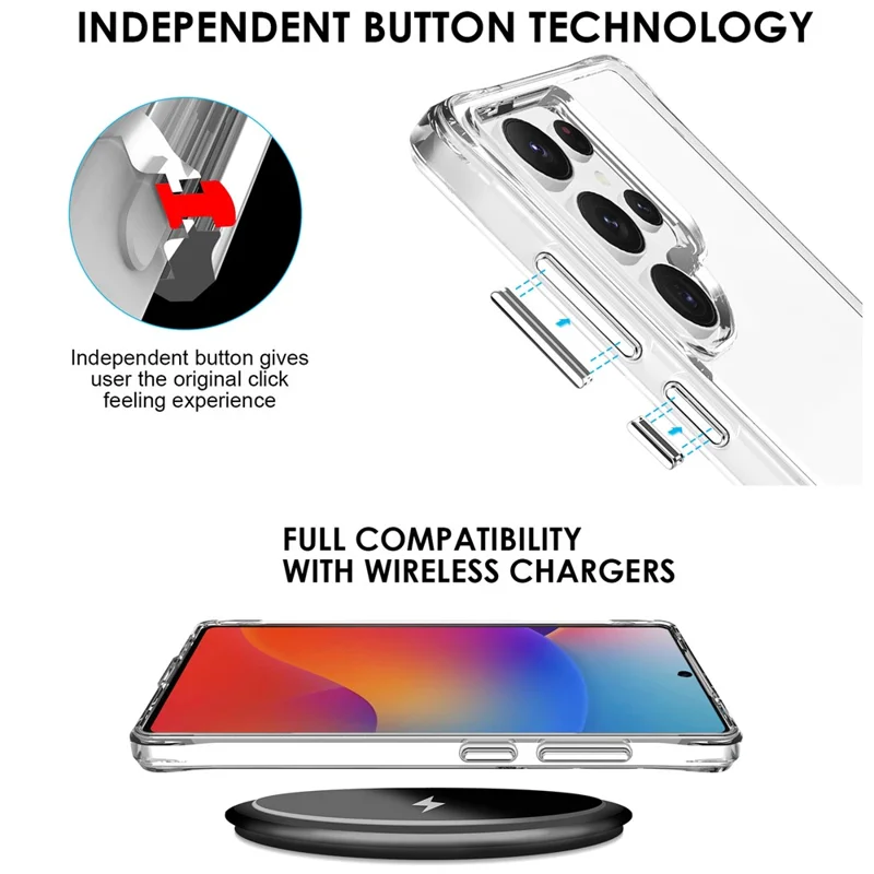 Voor Samsung Galaxy S25 Ultra Hoesje PC+TPU Stootvast Transparant Telefoonhoesje
