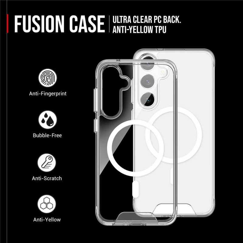 Til Samsung Galaxy S25 Case Kompatibel med MagSafe TPU+PC Klar Telefonbeskyttelse