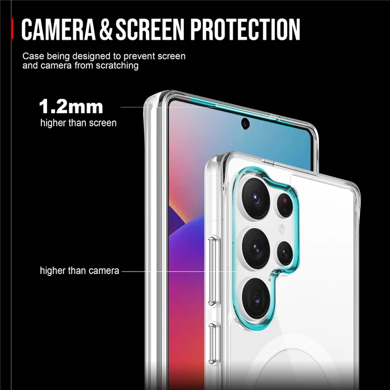 For Samsung Galaxy S25 Ultra Case Compatible with MagSafe TPU+PC Clear Phone Cover