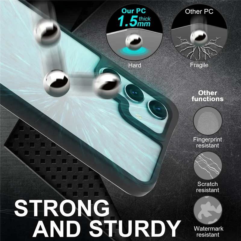 Capa híbrida rígida de PC e macia de TPU à prova de choques para Samsung Galaxy S25+ - Preta