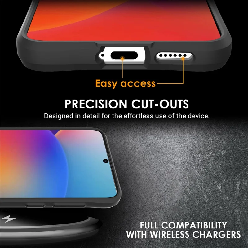 Capa híbrida rígida de PC e macia de TPU à prova de choques para Samsung Galaxy S25+ - Preta