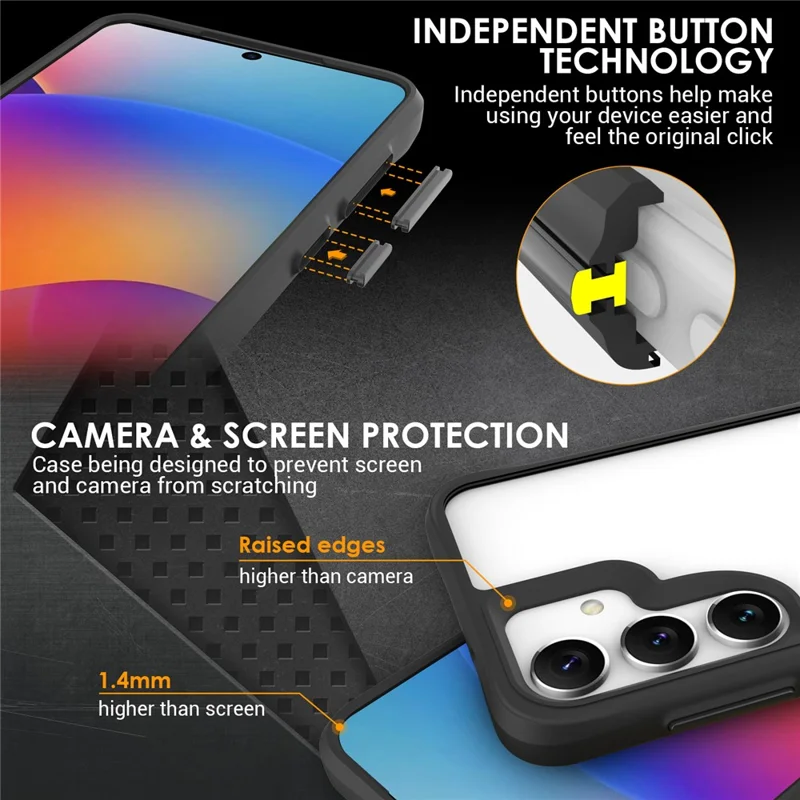 Capa híbrida rígida de PC e macia de TPU à prova de choques para Samsung Galaxy S25+ - Preta