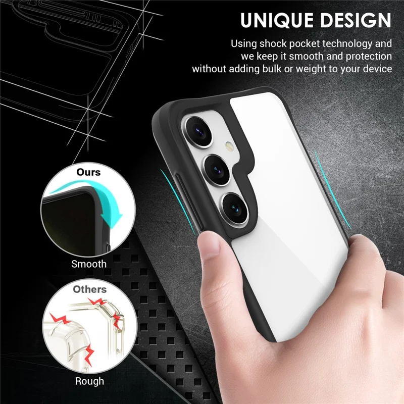 Capa híbrida rígida de PC e macia de TPU à prova de choques para Samsung Galaxy S25+ - Preta
