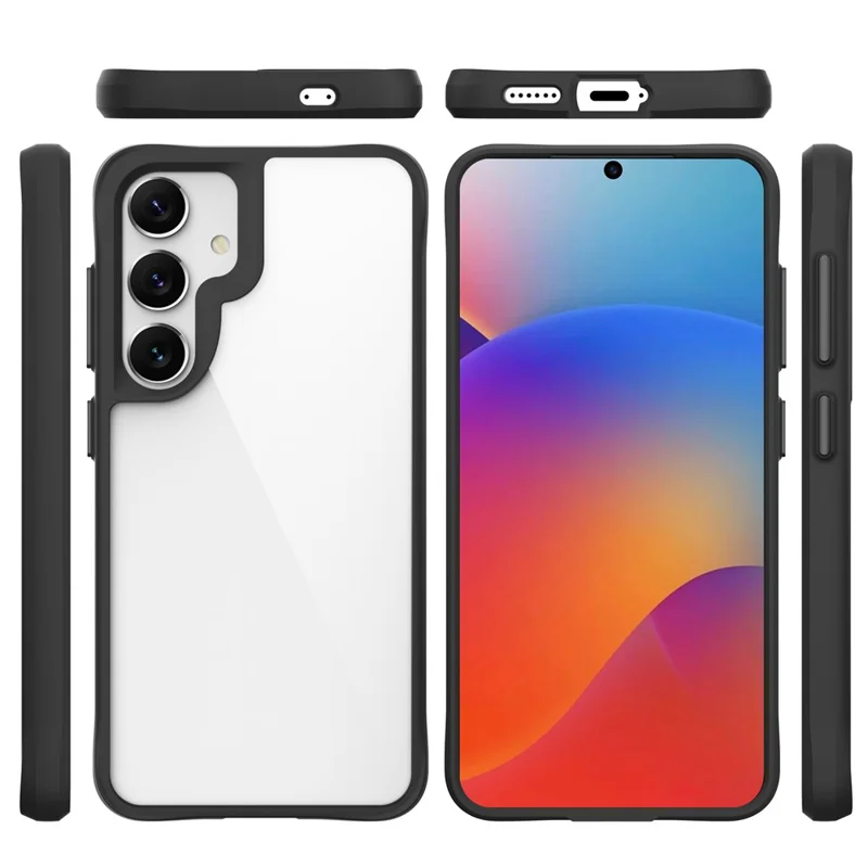 Capa híbrida rígida de PC e macia de TPU à prova de choques para Samsung Galaxy S25+ - Preta