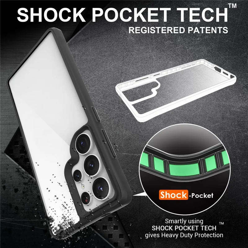 For Samsung Galaxy S25 Ultra Case Hybrid Hard PC Soft TPU Shockproof Phone Cover - Black