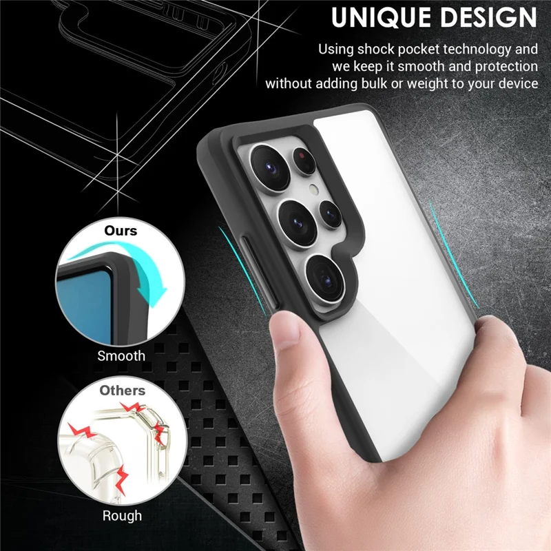 For Samsung Galaxy S25 Ultra Case Hybrid Hard PC Soft TPU Shockproof Phone Cover - Black