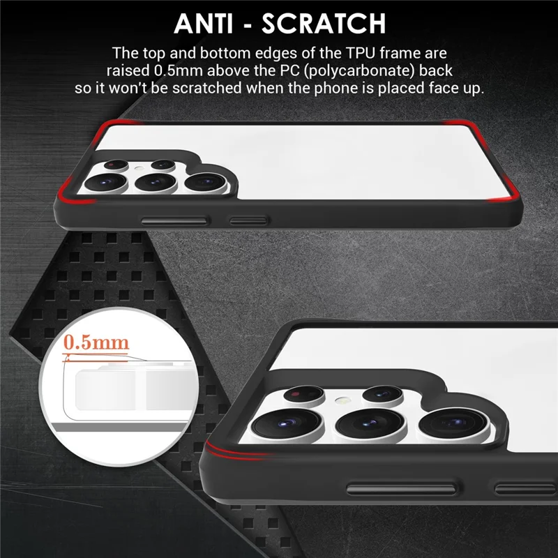 For Samsung Galaxy S25 Ultra Case Hybrid Hard PC Soft TPU Shockproof Phone Cover - Black