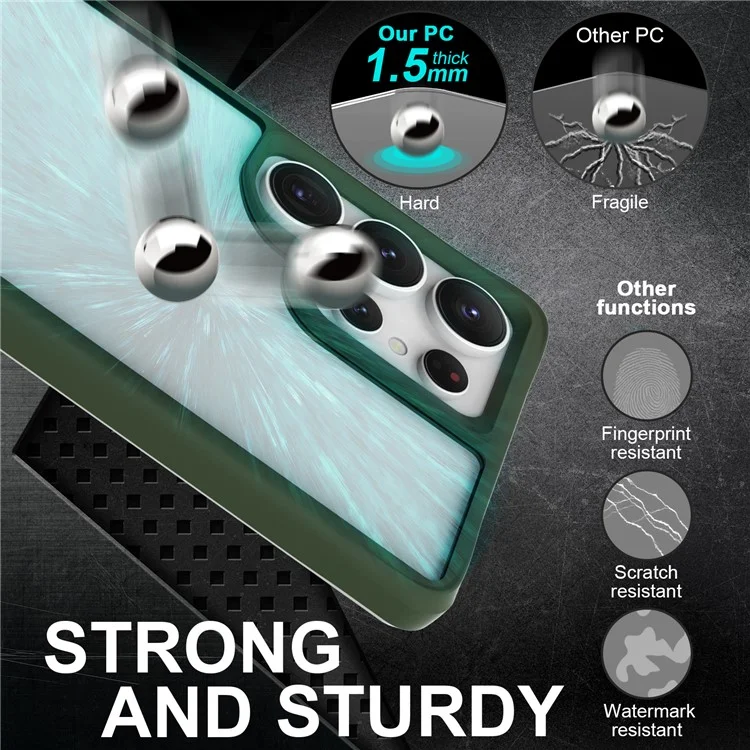 Capa híbrida rígida de PC macia de TPU à prova de choque para Samsung Galaxy S25 Ultra - Verde