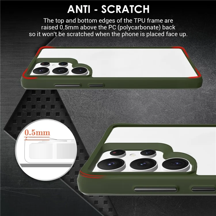 Capa híbrida rígida de PC macia de TPU à prova de choque para Samsung Galaxy S25 Ultra - Verde