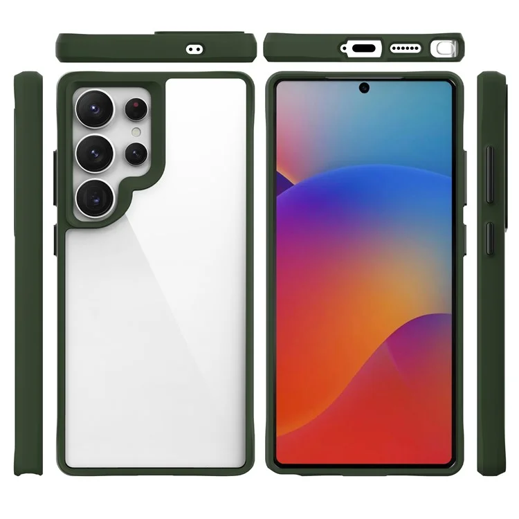 Capa híbrida rígida de PC macia de TPU à prova de choque para Samsung Galaxy S25 Ultra - Verde