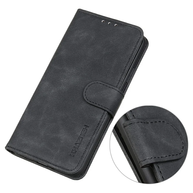 KHAZNEH For Honor Magic7 Lite 5G / X9c 5G / X60 Pro 5G Case PU Leather Retro Texture Phone Cover - Black