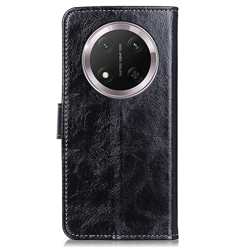For Honor Magic7 Lite 5G / X9c 5G / X60 Pro 5G Leather Case Wallet Phone Cover Crazy Horse Texture - Black