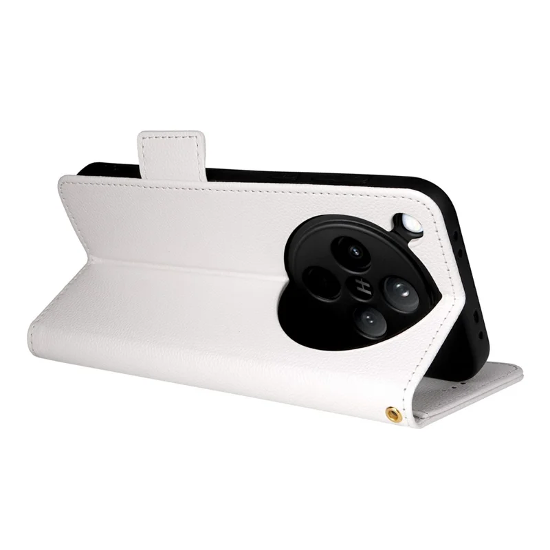 For Oppo Find X8 5G Case with Wrist Strap Litchi Texture PU Leather Wallet Phone Cover - White