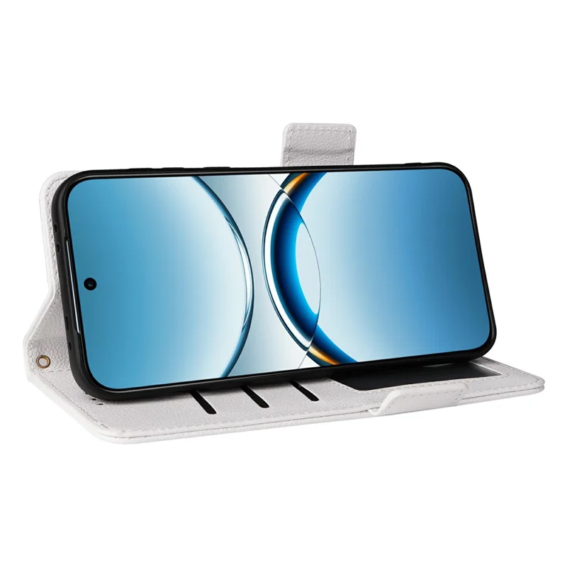 For Oppo Find X8 5G Case with Wrist Strap Litchi Texture PU Leather Wallet Phone Cover - White