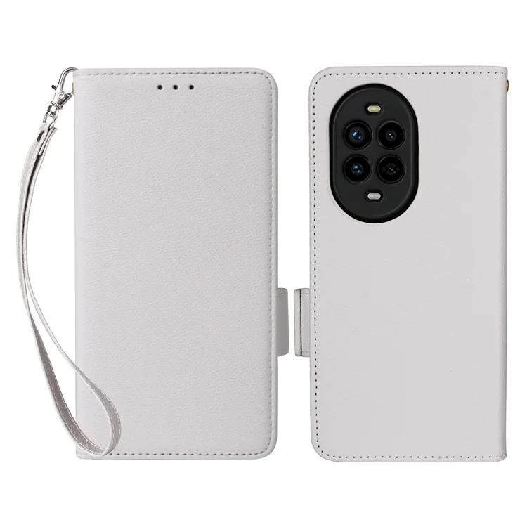 Capa para Huawei nova 13 Pro 5G, textura de lichia, couro sintético, carteira flip cover - Branca