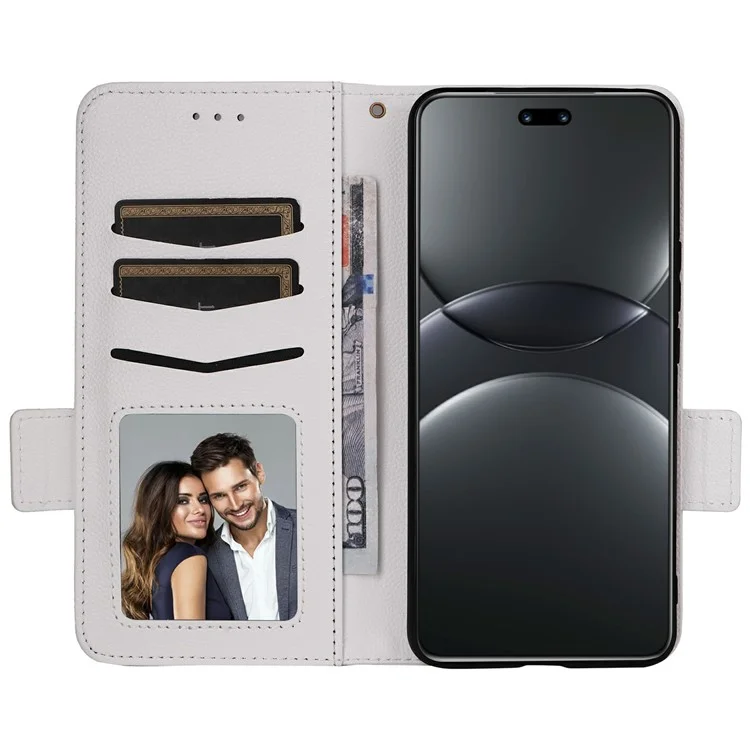 Capa para Huawei nova 13 Pro 5G, textura de lichia, couro sintético, carteira flip cover - Branca
