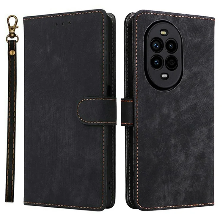 Funda de cartera con bloqueo RFID de cuero PU para Huawei nova 13 Pro 5G - Negro