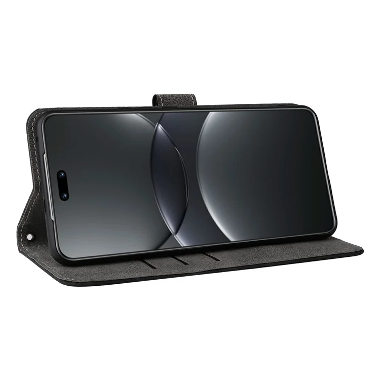 Funda de cartera con bloqueo RFID de cuero PU para Huawei nova 13 Pro 5G - Negro