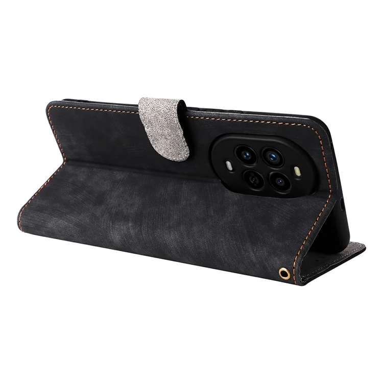 Funda de cartera con bloqueo RFID de cuero PU para Huawei nova 13 Pro 5G - Negro