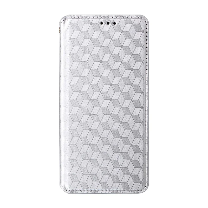 Для Huawei nova 13 Pro 5G чехол-книжка из кожи с ромбовидным тиснением - серебристый