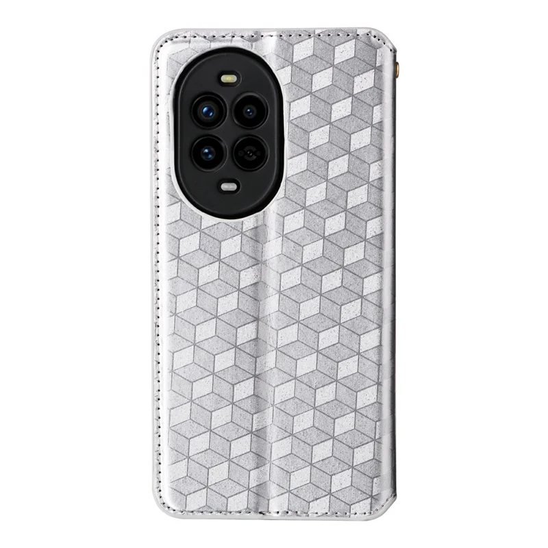 Для Huawei nova 13 Pro 5G чехол-книжка из кожи с ромбовидным тиснением - серебристый
