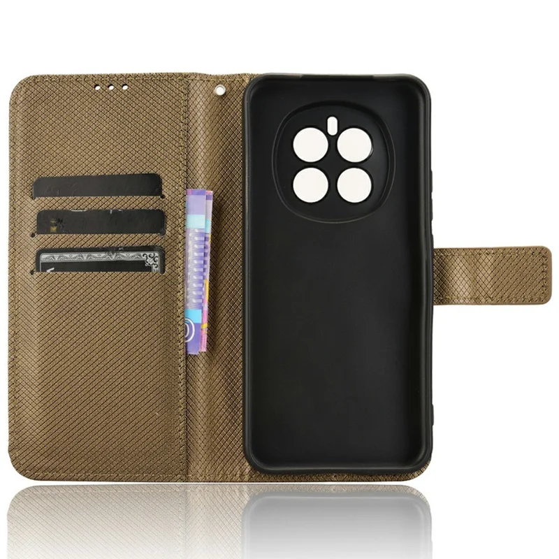 Fodral för Honor Magic7 5G PU-läder Diamantstruktur Plånbok Fodral för telefon - Brun
