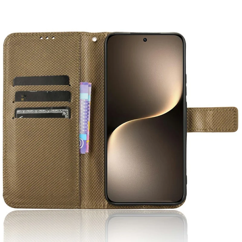 Fodral för Honor Magic7 5G PU-läder Diamantstruktur Plånbok Fodral för telefon - Brun