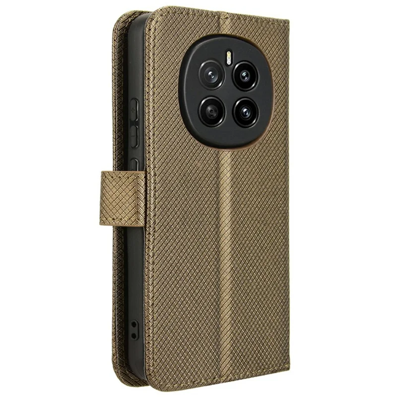 Fodral för Honor Magic7 5G PU-läder Diamantstruktur Plånbok Fodral för telefon - Brun