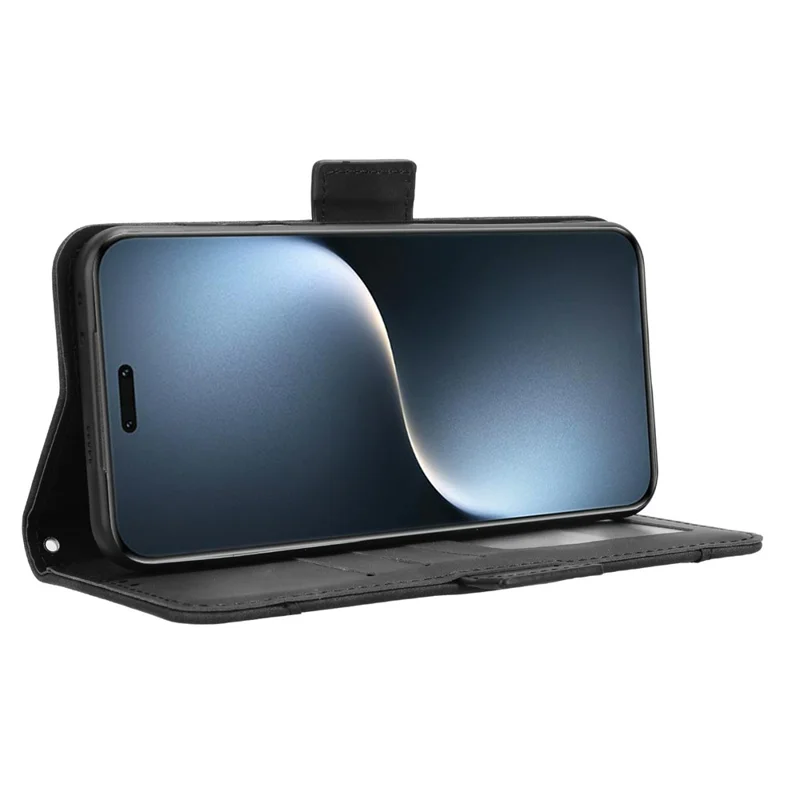 Til Honor Magic7 Pro 5G Læderetui Telefonwalletdæk med flere kortfag - Sort