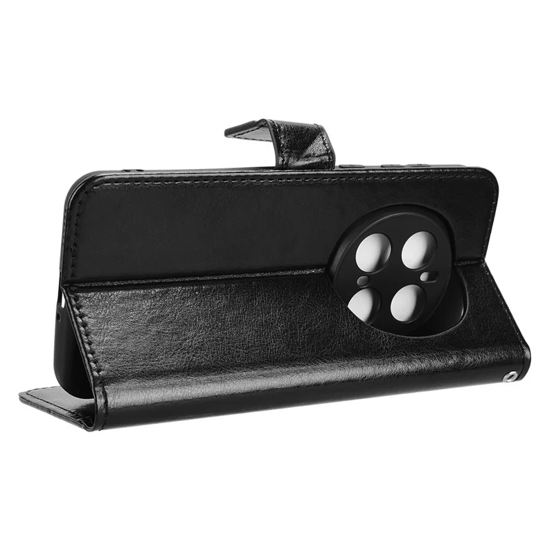 For Honor Magic7 Pro 5G Case Crazy Horse Texture PU Leather Phone Wallet Cover - Black