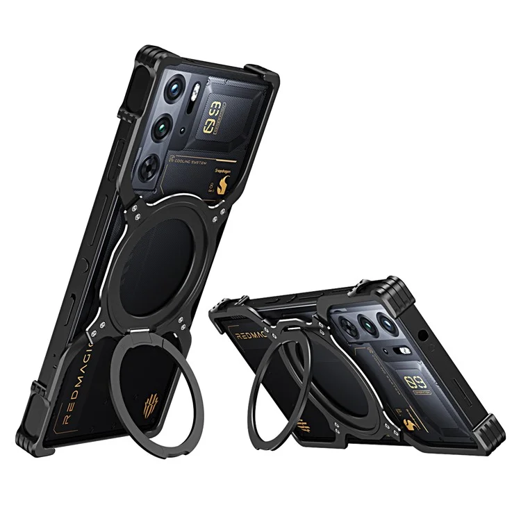 Kickstand Case For ZTE nubia Red Magic 10 Pro 5G / Red Magic 10 Pro+ 5G Metal Bumper Magnetic Phone Cover - Black / Silver