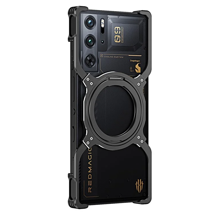 Kickstand Case For ZTE nubia Red Magic 10 Pro 5G / Red Magic 10 Pro+ 5G Metal Bumper Magnetic Phone Cover - Black / Silver