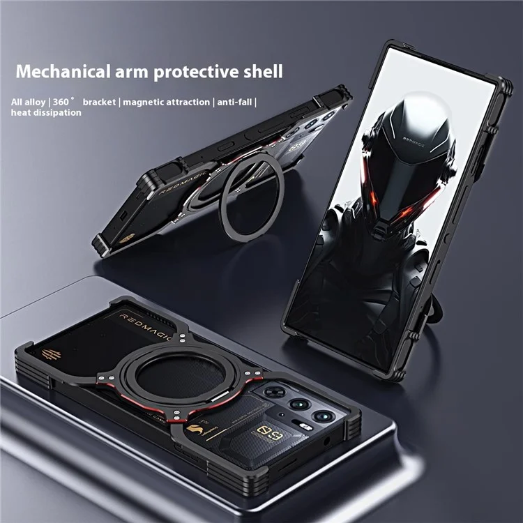 Kickstand Case For ZTE nubia Red Magic 10 Pro 5G / Red Magic 10 Pro+ 5G Metal Bumper Magnetic Phone Cover - Black / Silver
