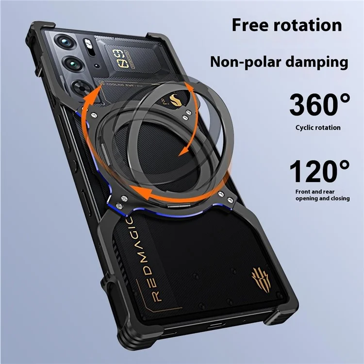 Kickstand Case For ZTE nubia Red Magic 10 Pro 5G / Red Magic 10 Pro+ 5G Metal Bumper Magnetic Phone Cover - Black / Silver