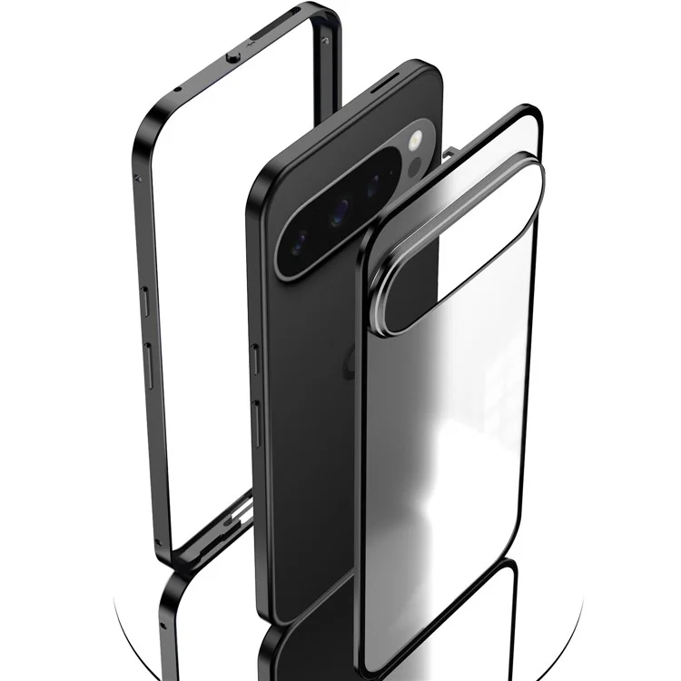Для Google Pixel 9 / Pixel 9 Pro Матовый чехол из алюминиевого сплава + ПК Чехол для телефона с выдвижным замком - Серый