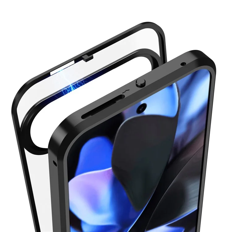 Для Google Pixel 9 / Pixel 9 Pro Матовый чехол из алюминиевого сплава + ПК Чехол для телефона с выдвижным замком - Серый