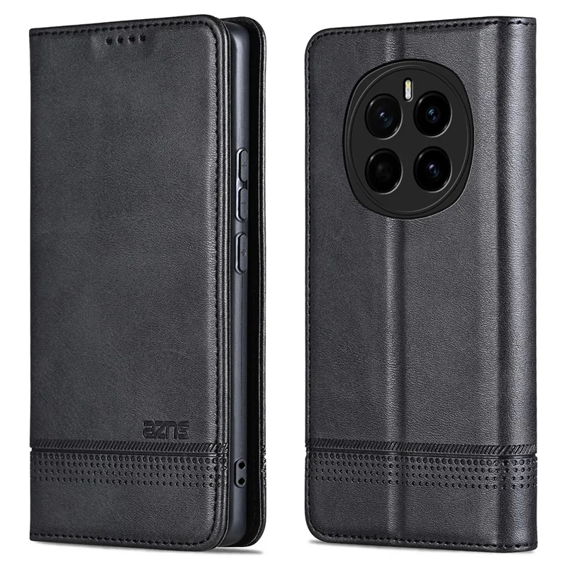 Étui AZNS For Honor Magic7 5G en cuir de vache à texture PU - Noir