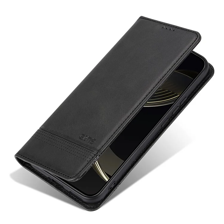 AZNS For Honor Magic7 Pro 5G Case Cowhide Texture PU Leather Wallet Phone Cover - Black