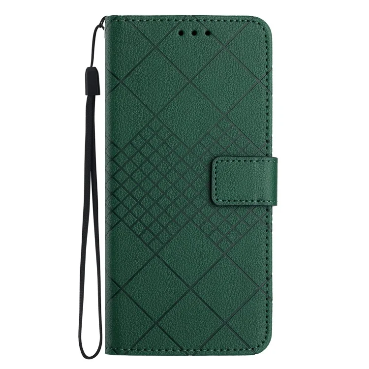 For Samsung Galaxy A26 5G Wallet Phone Case Imprint PU Leather Flip Folio Cover - Green