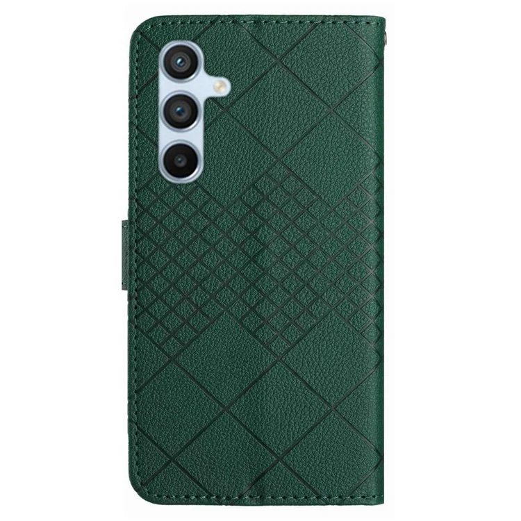 For Samsung Galaxy A26 5G Wallet Phone Case Imprint PU Leather Flip Folio Cover - Green
