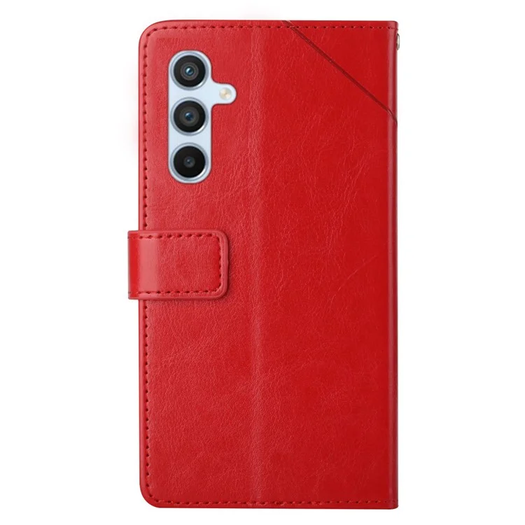 Für Samsung Galaxy A56 Hülle Y-förmige Linien Prägung Leder Handyhülle - Rot